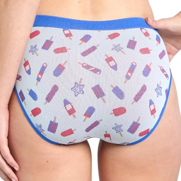 WAY TO GO S (4-6) Celebrate Patriotic 3 Pack Seamless Hipster Panties Stars NWT - Picture 6 of 6